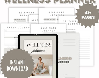 Wellnessjournal | Digital självvårdsdagbok | Mindfulnessjournal | Träningsspårare | Matplanerare | Mental hälsa | GoodNotes-journal