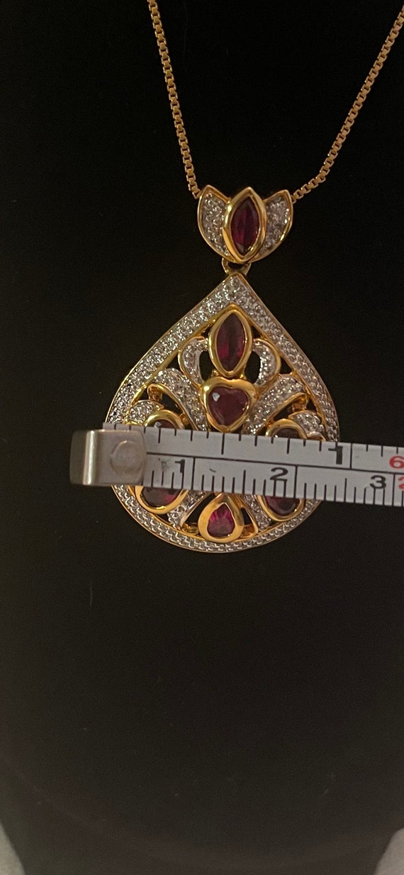 Rare Vintage Pendant Necklace with Rubies! - image 4