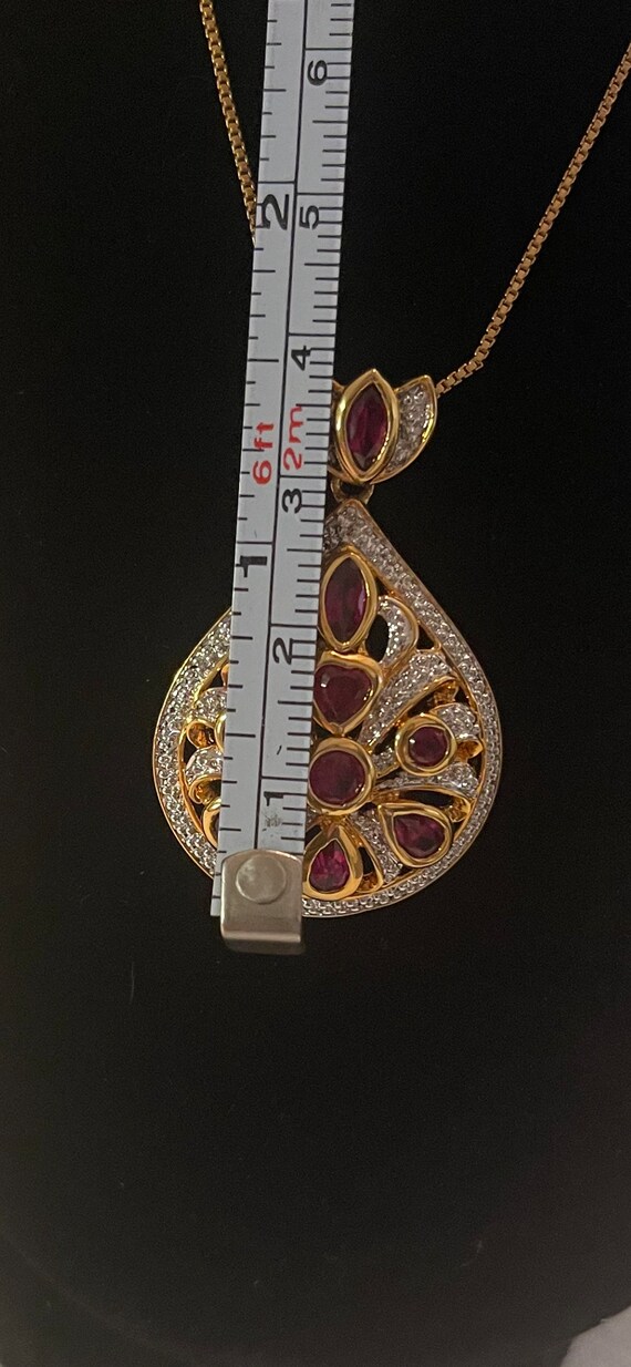 Rare Vintage Pendant Necklace with Rubies! - image 3