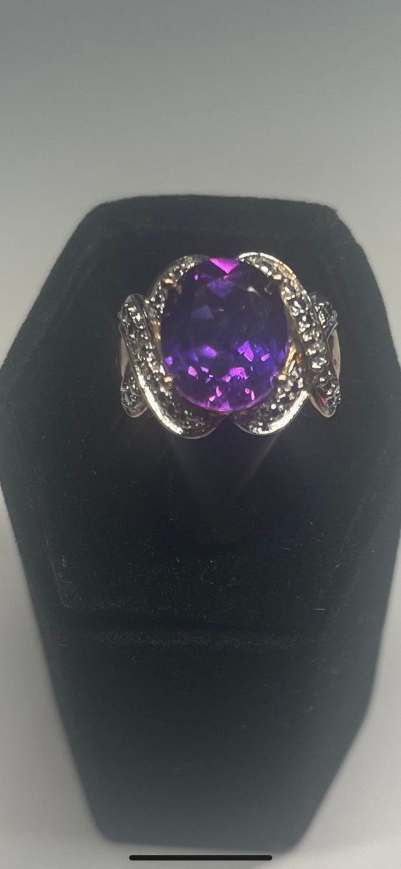 Rare! Large Vintage Violet Sapphire & Diamond Ring