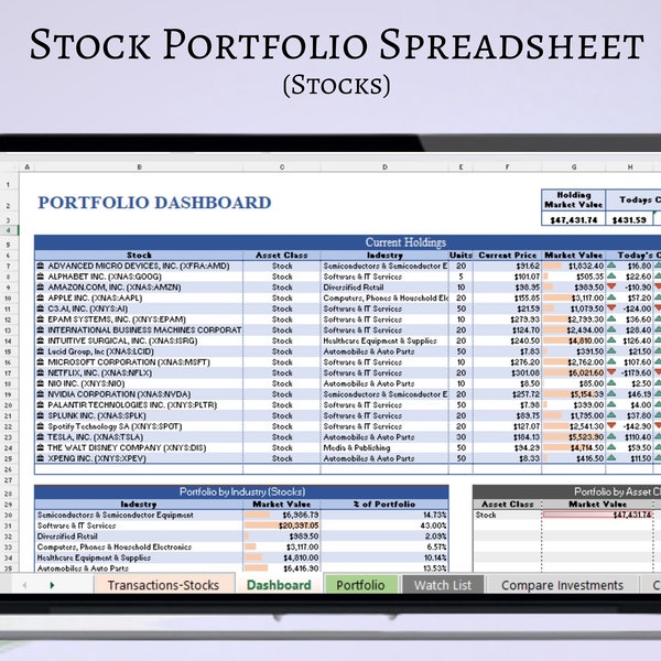 Investment Portfolio Excel Etsy Investment Portfolio Excel Etsy