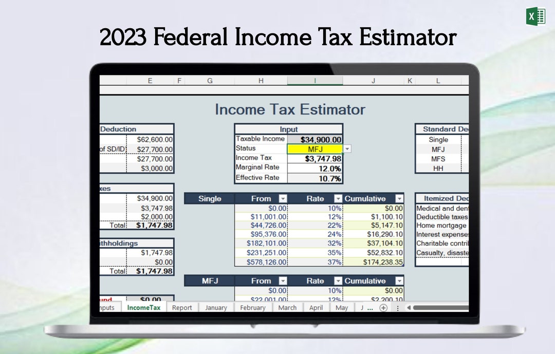 2023 Tax Estimator and Budgeting Excel Spreadsheet Etsy