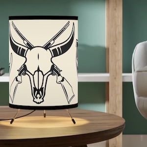 Cow Skull Lamp, Western Themed Lamp, Western Lamp Shade, Cabin Decor Lamp, Cabin Decor Lighting, Cabin Lamp, Rustic Table Lamp, Lamp for Men