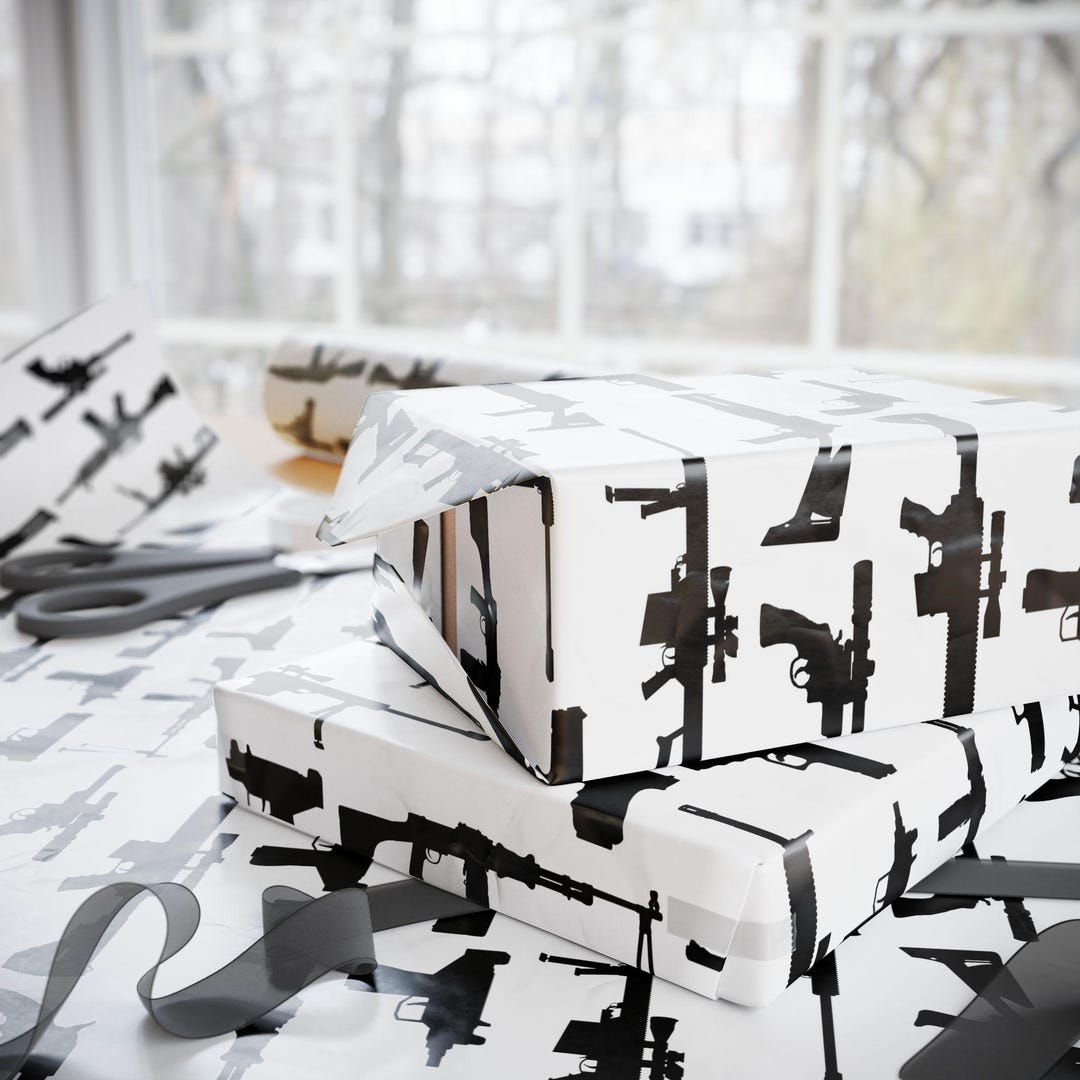 Gun Pattern Wrapping Papers, Tactical Gift Wrap for 2nd Amendment ...
