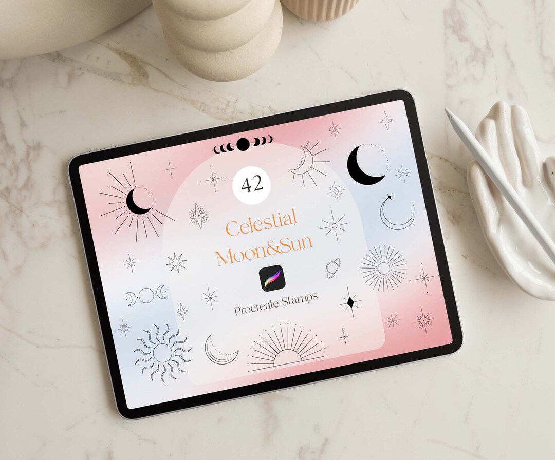 Celestial Procreate Stamp Set: Moon, Sun & Stars (42 Stamps) - Etsy