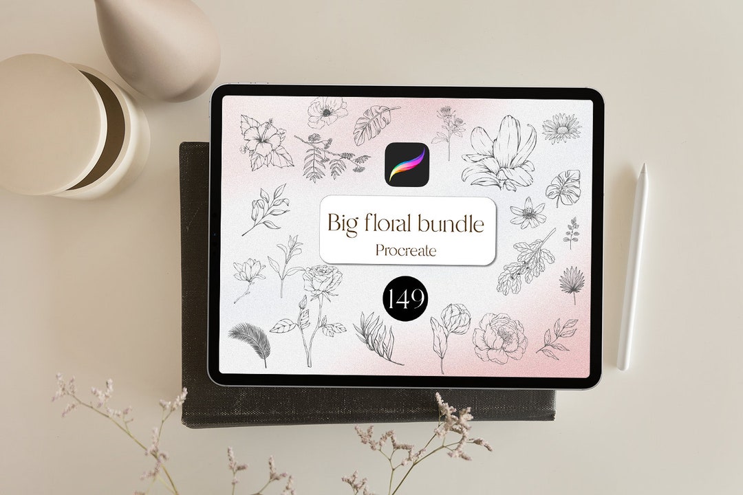 Procreate Flower Stamp Brushes, Tattoo Brushes Procreat Botanical ...