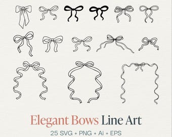 Hand-Drawn Bow Clipart | Elegant Bow Illustrations (png, svg, ai, eps)