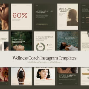 Wellness Coach Instagram Templates, Ganzheitliches Social Media Bundle (Canva)