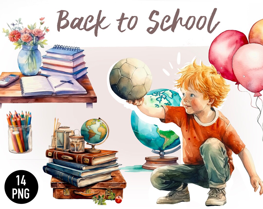 Back to School Clipart Retro Education PNG 1st Day of School PNG ...