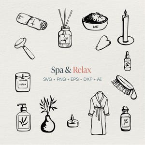 Conjunto de imágenes prediseñadas digitales de spa y relajación