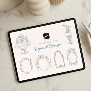 Baroque Procreate Stamp Brushes | 21 Procreate Frames, Crests Decorative Stamps | Vintage, Victorian, Ornamental Tattoo & Wedding Designs