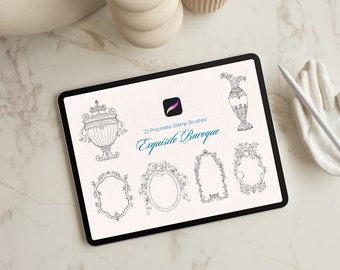 Baroque Procreate Stamp Brushes: Vintage Frames, Crests (Digital Download)