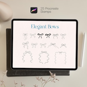 Collezione di timbri Procreate Bow - Clipart di fiocchi disegnati a mano per arte digitale, scrapbooking e artigianato