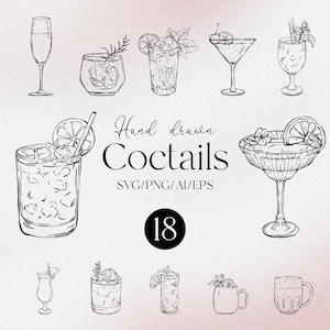 Cocktail sofisticati con linee artistiche: 18 design di cocktail unici per menu, inviti e altro ancora