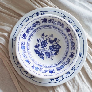 Vintage Blue Danube Pattern Side Plate and Bowl Set | Staffordshire England & Quadrifoglio Italy | Classic European Collectibles