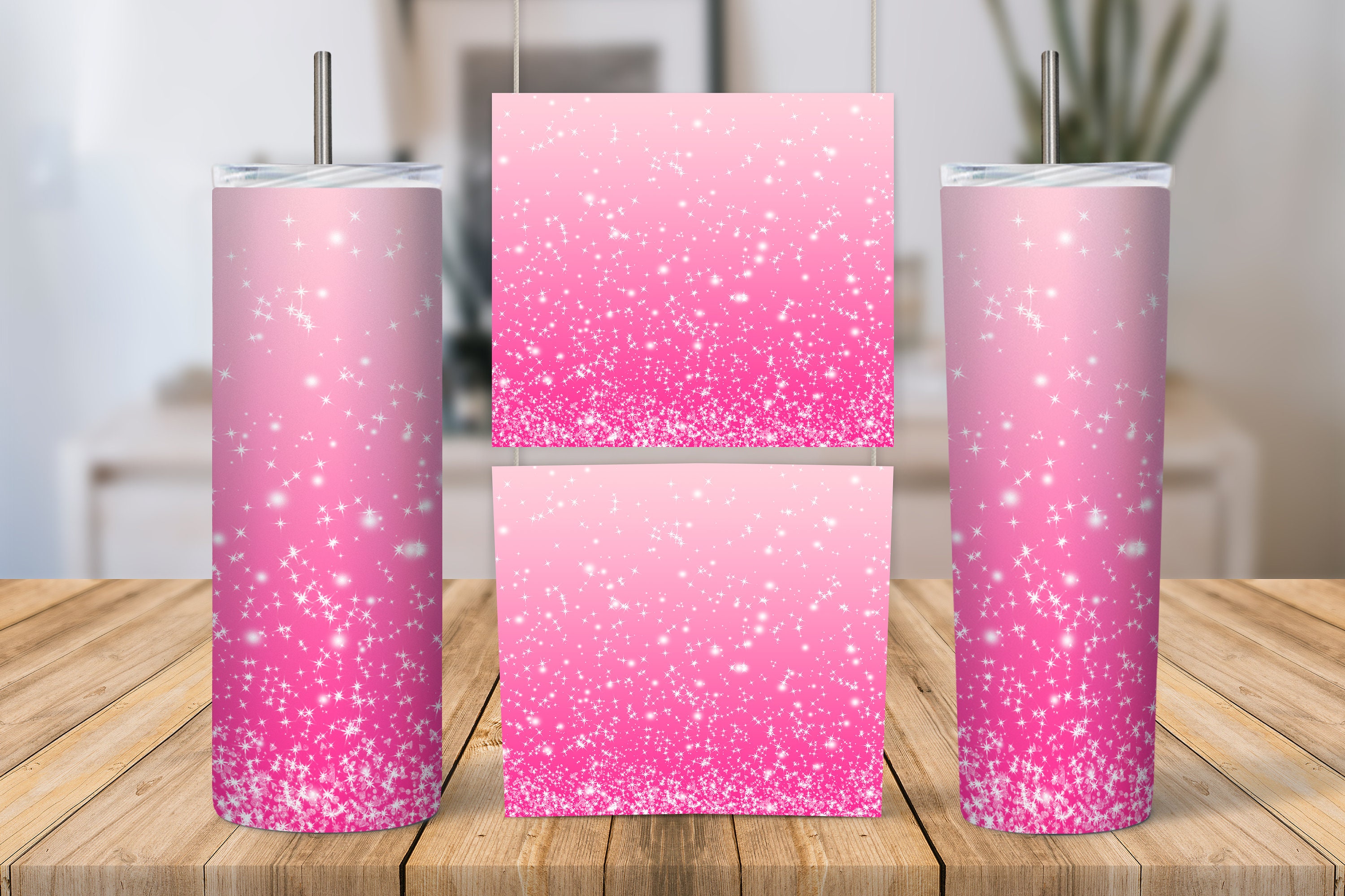 Pink Glitter Stainless Steel Sublimation Skinny Tumbler - 20oz. (50/case)