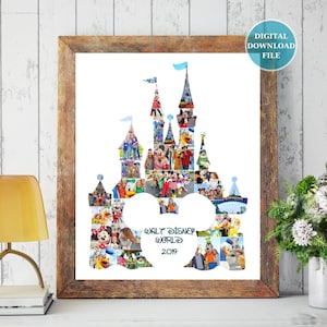 Disneyland Castle Collage, Disney Vacation Gift, Walt Disney Souvenirs, Magical Photo Collage, Disneyland Memories Gift,Disney Lover Present