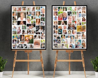 Memorial Photo Collage Set of 2 | Funeral Poster | In Loving Memory Wall Art | Personalized Remembrance Gift