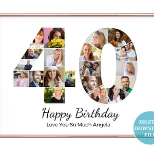 40th Anniversary Party Decoration - Custom 40th Birthday Photo Collage - Picture Collage - 20 Pieces Inside Photos - Personalized Gift