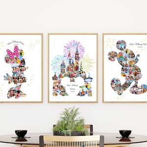 Custom Mickey Minnie Disney Castle Collage – Personalized Magical Memories Trio with Your Photos – Printable PDF Design