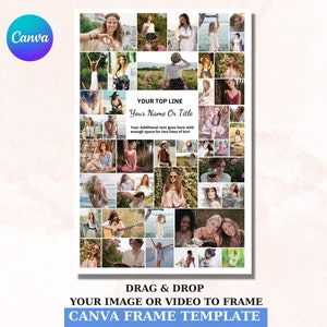 Modelo de colagem de fotos personalizado 24x36 - 36 slots de fotos | Design de colagem de pôster para storyboard, memorial, funeral | Modelo Canva editável