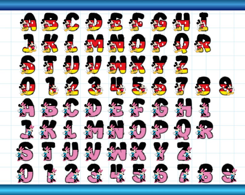 printable alphabet, mickey alphabet, cartoon alphabet, alphabet png, cartoon letters, sublimation alphabet, cricut alphabet, kids wall art, party decor letters, nursery alphabet, cartoon font png, mickey mouse, mickey mouse font
