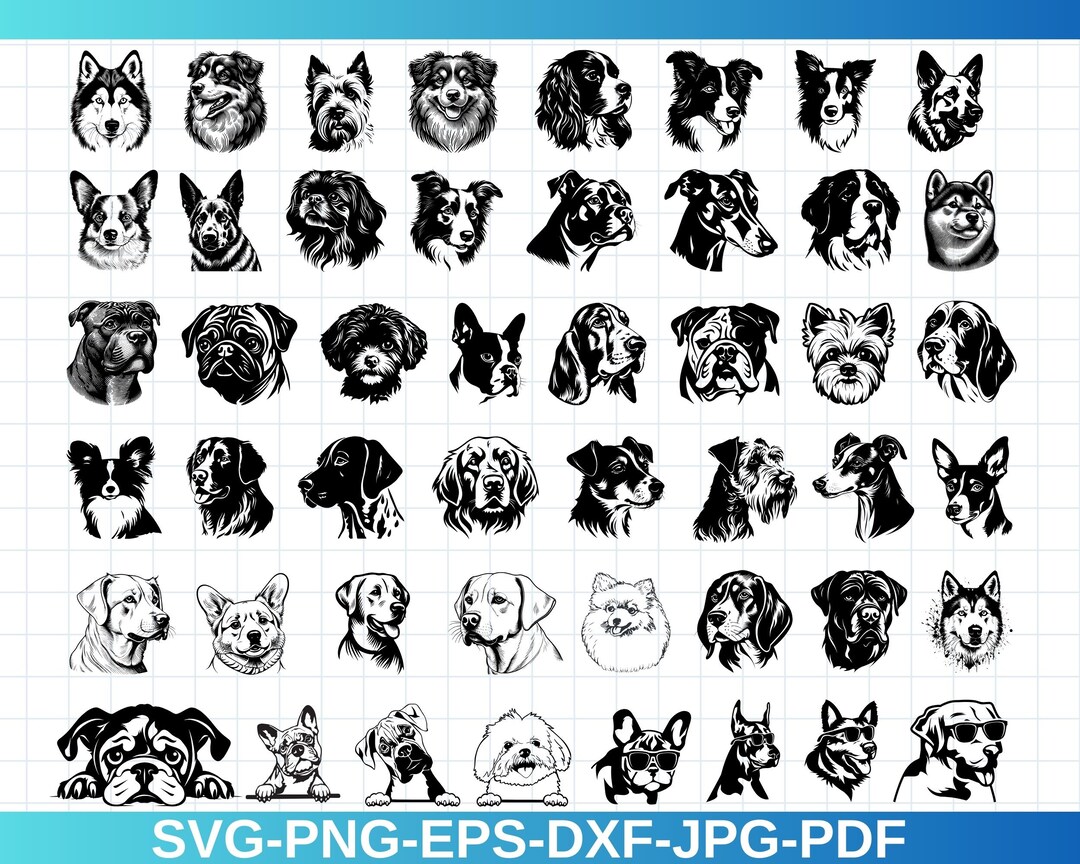 Dog Heads SVG,PNG Bundle | Complete Dog Breeds Svg, PNG | Dog Heads for ...