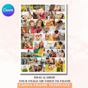 24x36 Custom Photo Collage Template - 27 Photo Slots | Poster Collage Design for Storyboard, Memorial, Funeral | Editable Canva Template