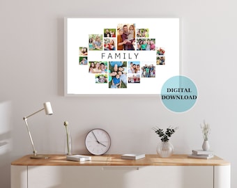 Aangepaste familiefotocollage - aanpasbare muurkunst - canvacollage - familiefotocollages voor de inrichting van je huis