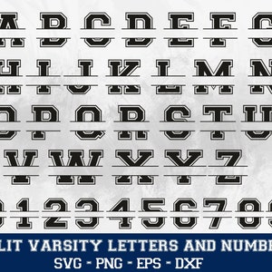Split Varsity SVG Bundle | Letters & Numbers Clipart | Perfect for Custom Designs | Svg/Png/Eps/Dxf