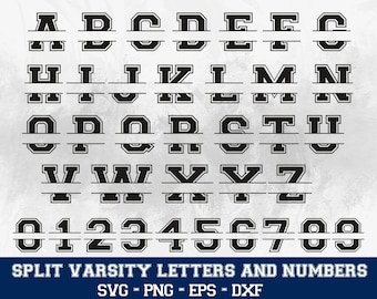 Split Varsity SVG Bundle | Letters & Numbers Clipart | Perfect for Custom Designs | Svg/Png/Eps/Dxf