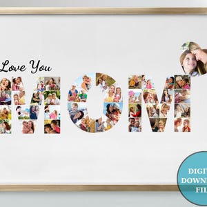 Bewerkbare sjabloon fotocollage moeder | Digitale afdruk | Moederdagcadeau voor haar | Fotocollage moeder