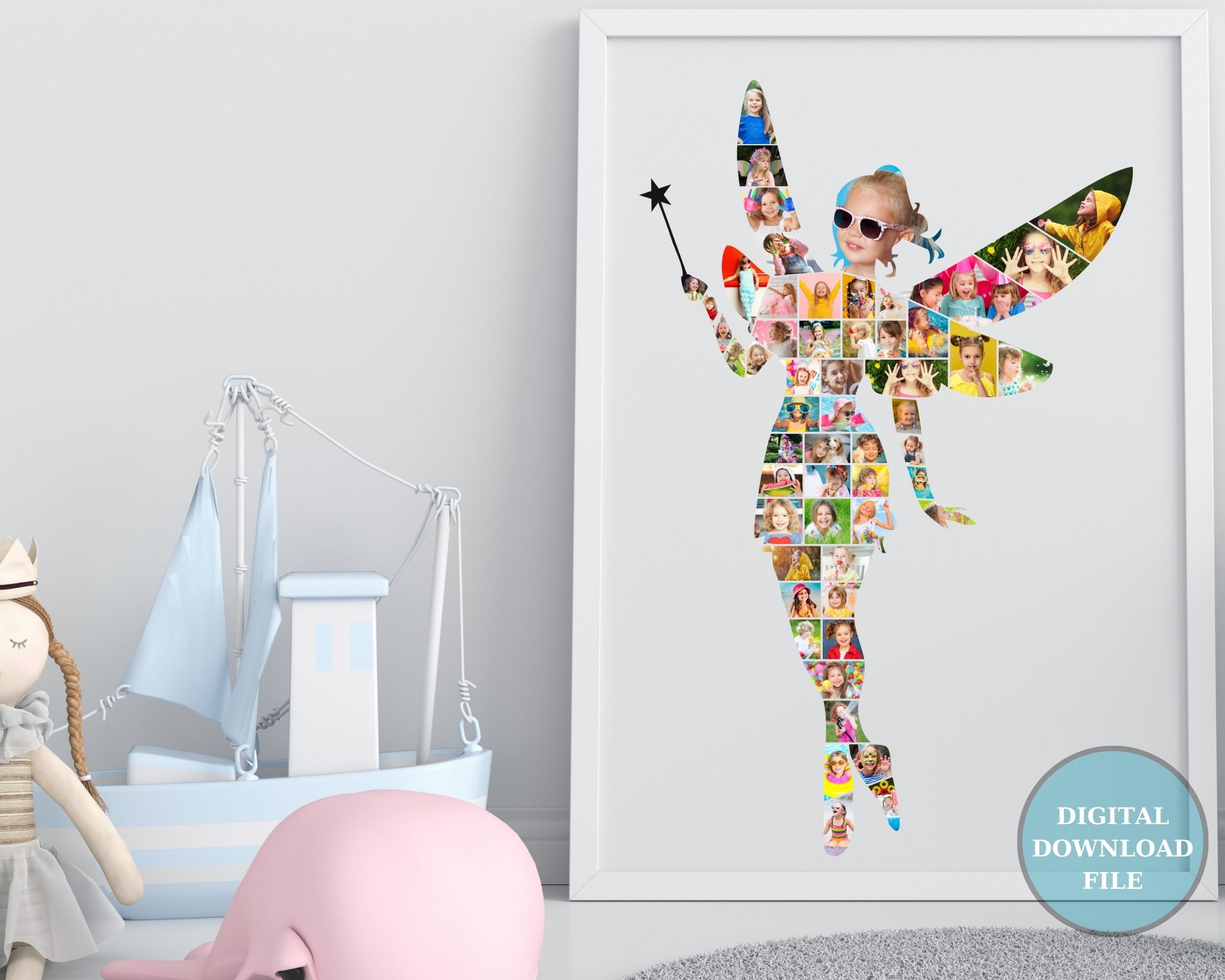 Fairy Photo Collage Canva - Photo Collage Template - Fairy Design Photo Fill Editable Collage Photo