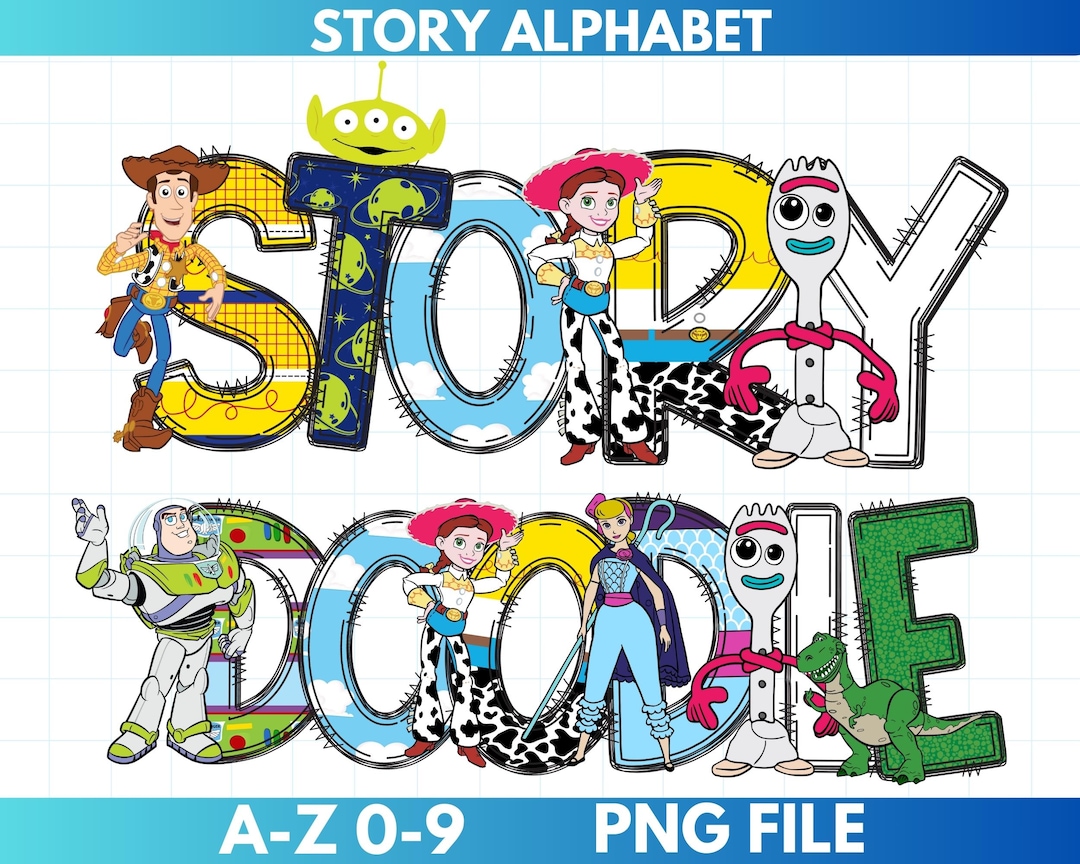 Toy Lettering Toy Story Doodle Letters Alphabet Font Bundle | Story Clipart PNG ...