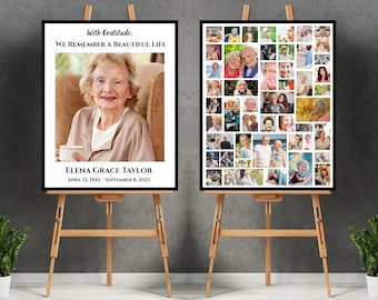 Memorial Photo Collage | Funeral Poster | In Loving Memory Wall Art | Personalized Remembrance Gift