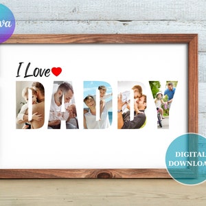 Daddy Photo Collage, Gift For Dad, Customized Father's Gift, Dad Gift from Son Daughter, Personalized Gift for Dad, First Father's Day Gift