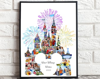 Custom Disneyland Castle Collage – Personalized Disney Vacation Gift with Your Photos – Magical Memories Photo Design, Disney Lover Keepsake