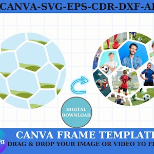 Fußball-Fotocollage Canva - Fußball-Fotocollage-Vorlage Design Foto füllen bearbeitbares Fußball-Collage-Foto