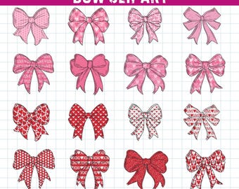 Valentine Coquette Bows PNG, Trendy Valentines png, Valentines png, Valentines Day png, Valentines bow png, Retro Valentines png