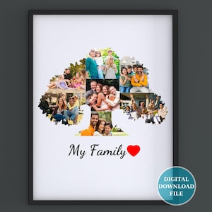 Family Tree 7 Photo Collage | 24x36&quot; Family Custom Family Tree Photo Collage | Anniversary Gift | Birthday Gift | Family Photo Collage