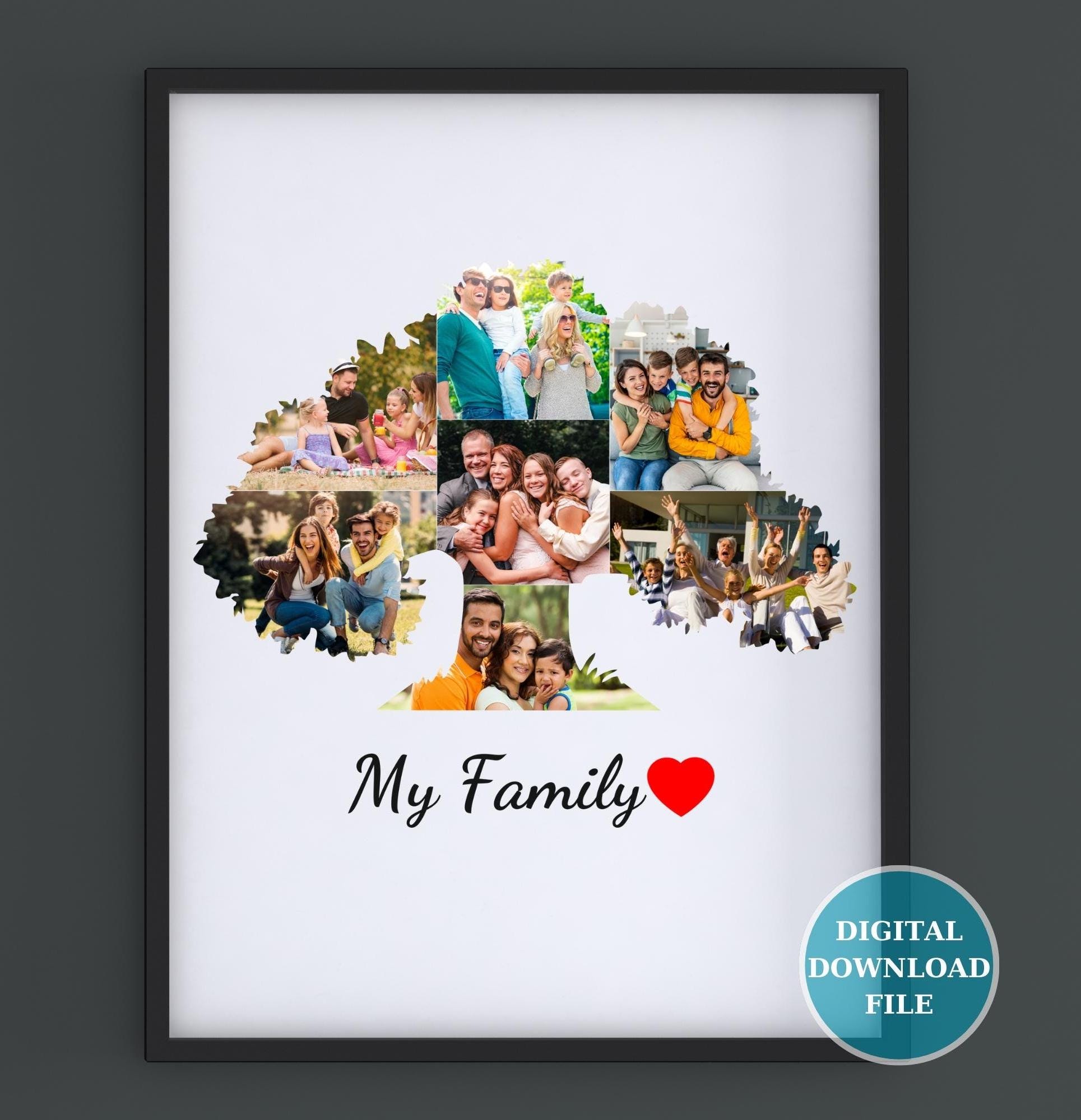 Family Tree 7 Photo Collage | 24x36" Family Custom Family Tree Photo Collage | Anniversary Gift | Birthday Gift | Family Photo Collage