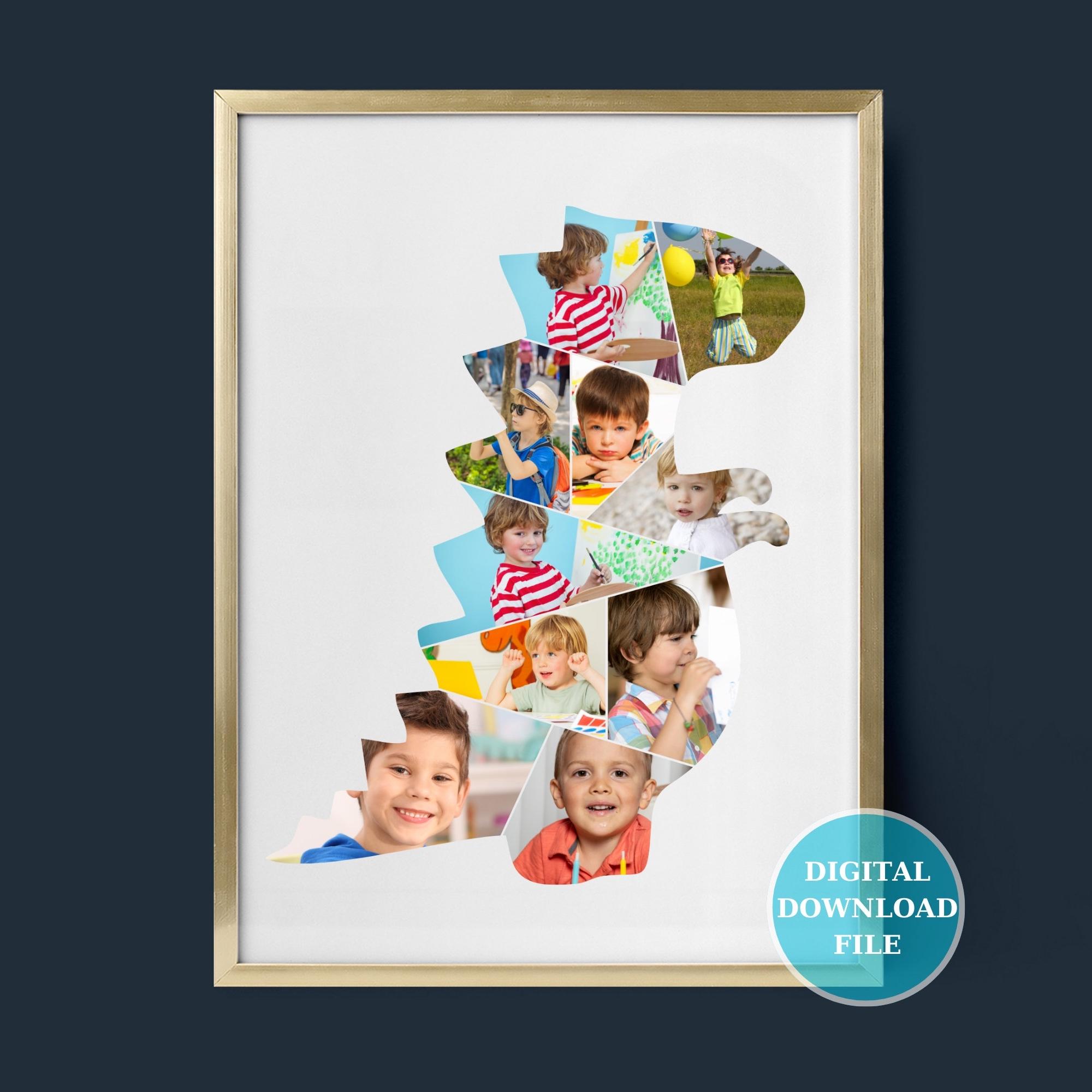 Dinosaur Photo Collage Template for Kids, Digital Download, Personalized Gift Idea, Canva Template for Birthdays and Room Decor