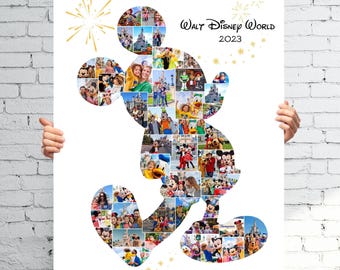Mickey Mouse Photo Collage, 47 Photo Custom Gift, Disney Lover Collage, Personalized Mickey Gift, Printable Wall Art, Digital Download