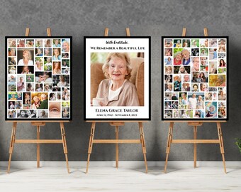 Memorial Photo Collage | Funeral Poster Digital Download | Personalized Remembrance Gift | In Loving Memory Wall Art | Memorial Collage
