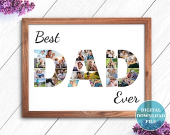 Collage de fotos para papá, regalo para papá, collage de fotos del Día del Padre, collage de fotos de cumpleaños, plantilla de Canva, collage editable para el Día del Padre