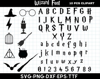 Potter Font SVG Bundle, Wizard Magic Font, Halloween Alphabet Letters, Instant Download for Cricut & Silhouette, Ttf, SVG, PNG, Eps