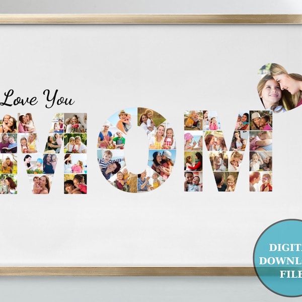 Editable Mom Photo Collage Template | Digital Print | Mother's Day Gift for Her | Mom Photo Collage