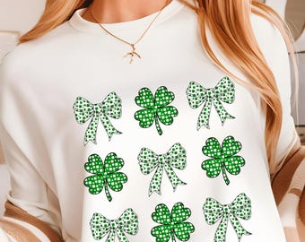 Coquette Patrick's Day Bow Png, Patrick Day Png, Trendy Png, Irish Patrick Day Shirt Design, Shamrock Lucky Bow Png, Green Day