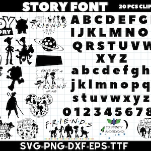 Paquete de fuentes del alfabeto de Toy Story / Clipart PNG / Diseño de fiesta de cumpleaños por sublimación / Plantilla de descarga digital svg Alphabet