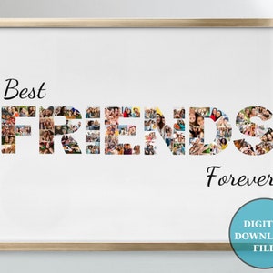 Collage di foto di amici, regali per amici, regalo personalizzato, regalo di amicizia, regalo di compleanno, regalo fotografico per il migliore amico, file stampabile